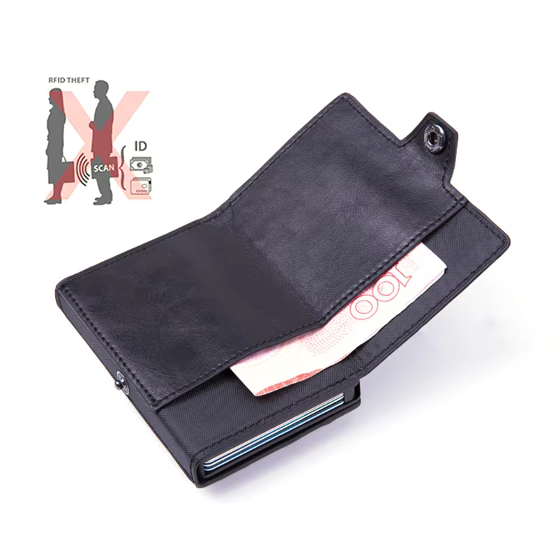 RFID Pop-Up PU Leather Card Wallet with Coin Pocket